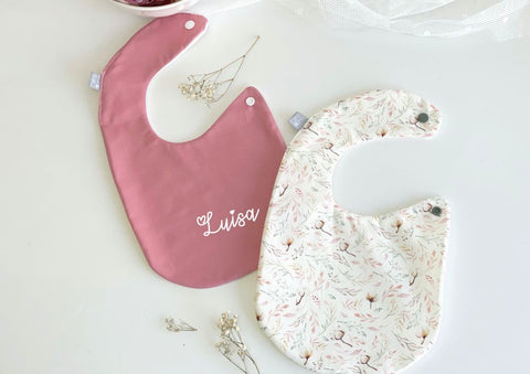 Doppelpack Babylätzchen "FLOWER COTTON" personalisiert