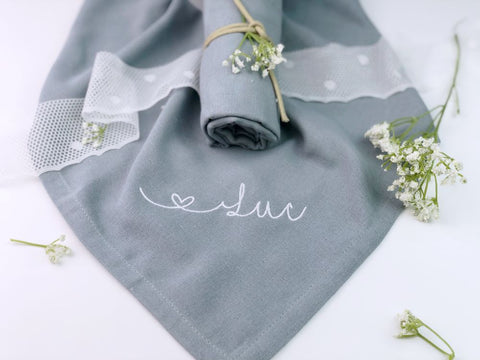 Bio Mulltuch Vidar '' DUSTY BLUE'' personalisiert