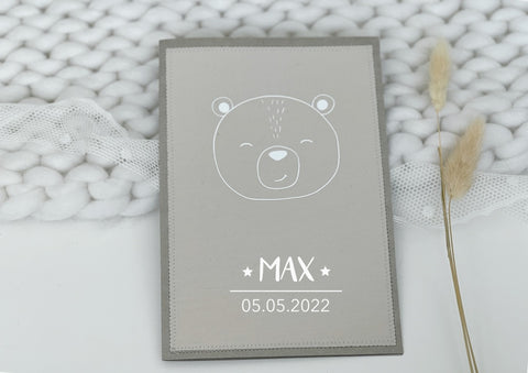 U-Heft  / Untersuchungsheft Hülle"MAX GRAU" personalisiert veganes Leder